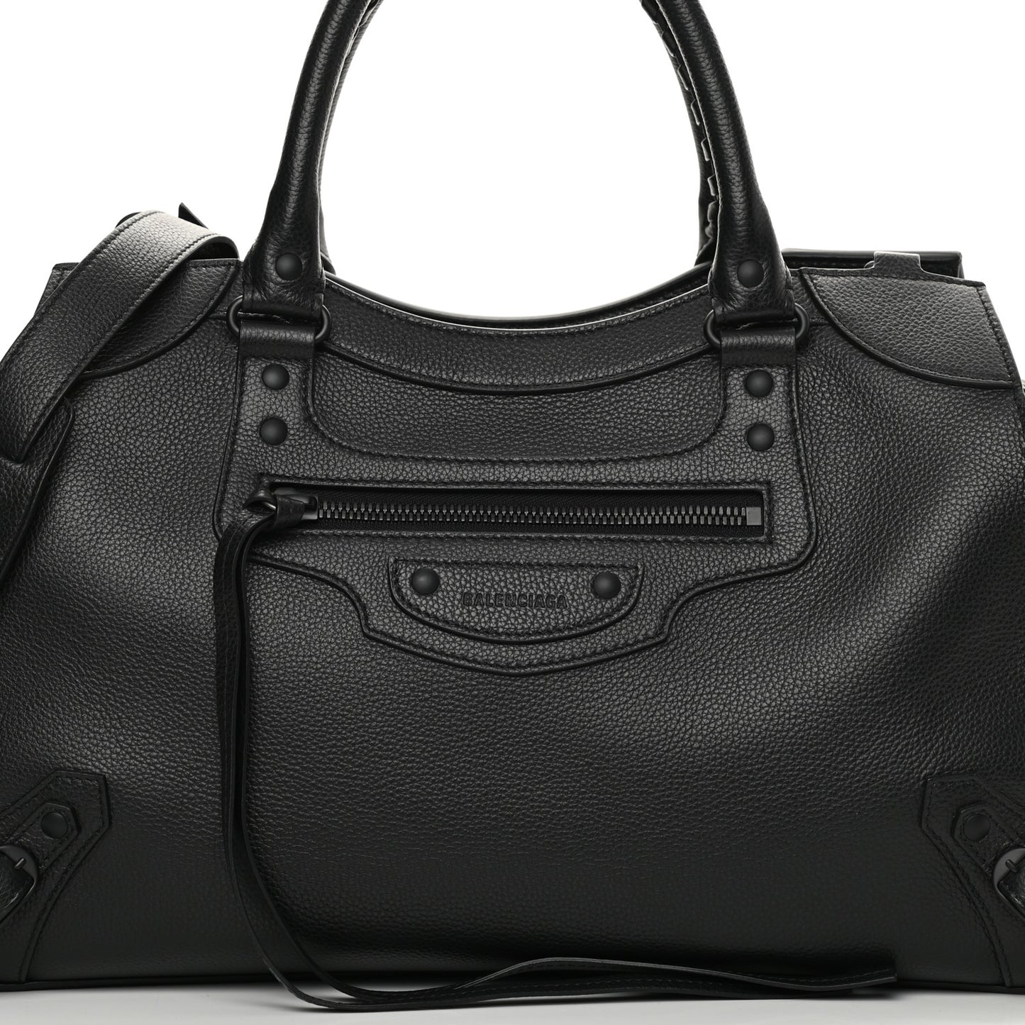 Grained Calfskin Neo Classic Black Hardware Medium City Black