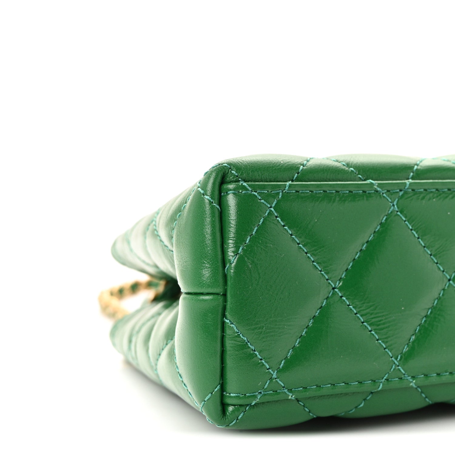 Chanel Shiny Aged Calfskin Quilted Nano Kelly Shopper Green 9 of 11