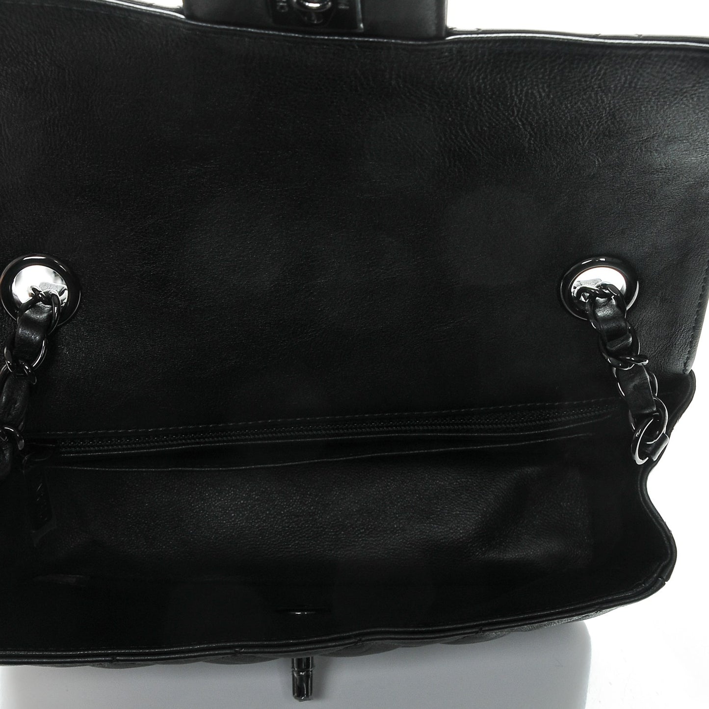 Crumpled Calfskin Quilted Mini Rectangular Flap So Black