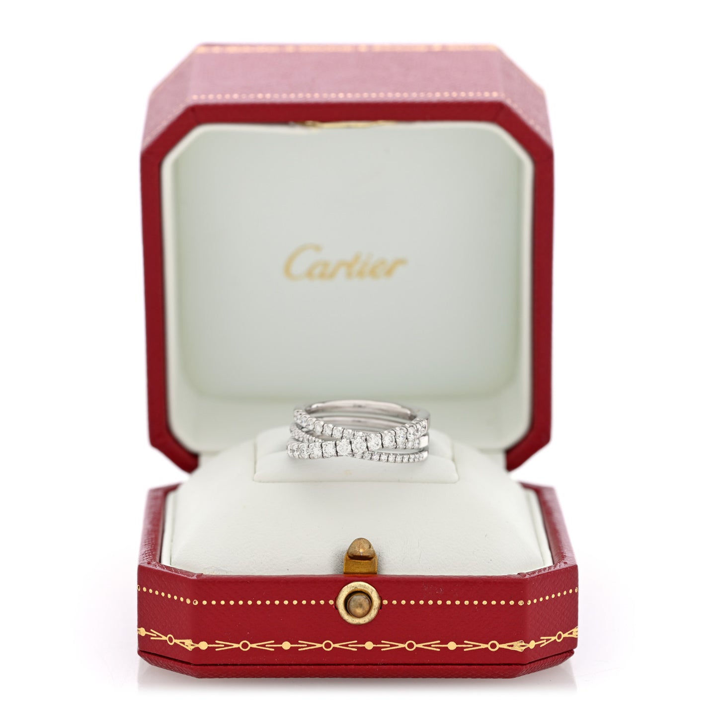 18K White Gold Diamond Etincelle de Cartier Semi Paved Ring 52 6