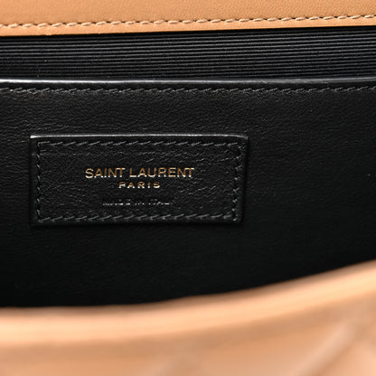 Saint Laurent Lambskin Mixed Matelasse Triquilt Medium Monogram Satchel Dark Cork 6 of 14