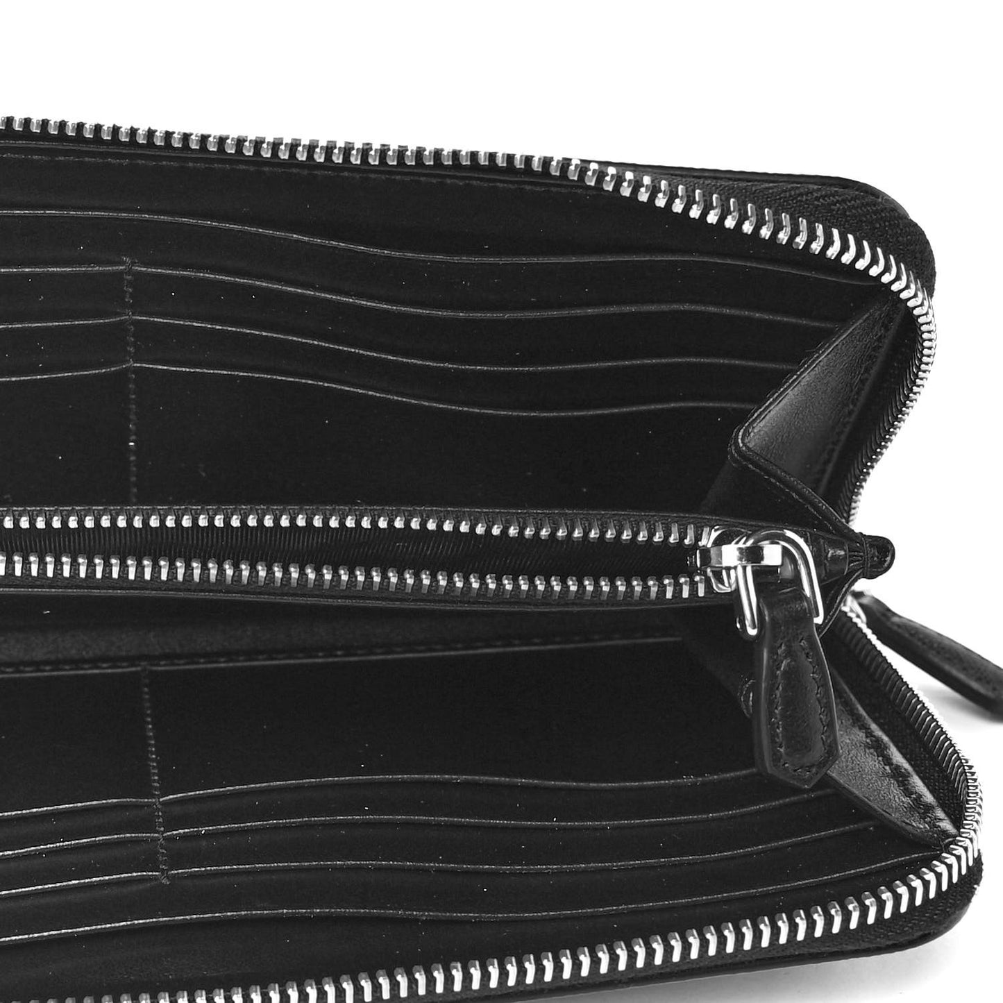 Saffiano Triangle Zip Around Wallet Black