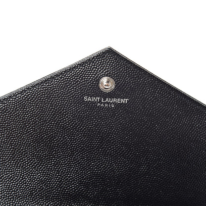 Saint Laurent Grain De Poudre Matelasse Chevron Monogram Chain Wallet Black 6 of 13