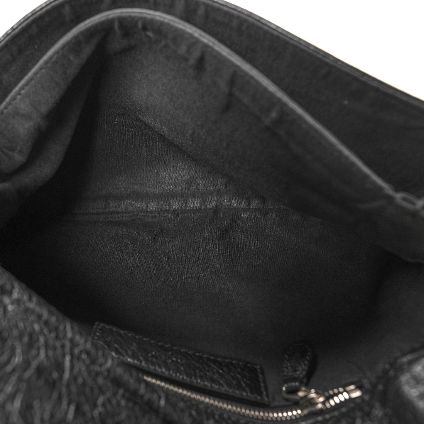 Agneau Giant 12 Silver Hardware Envelope Strap Clutch Black