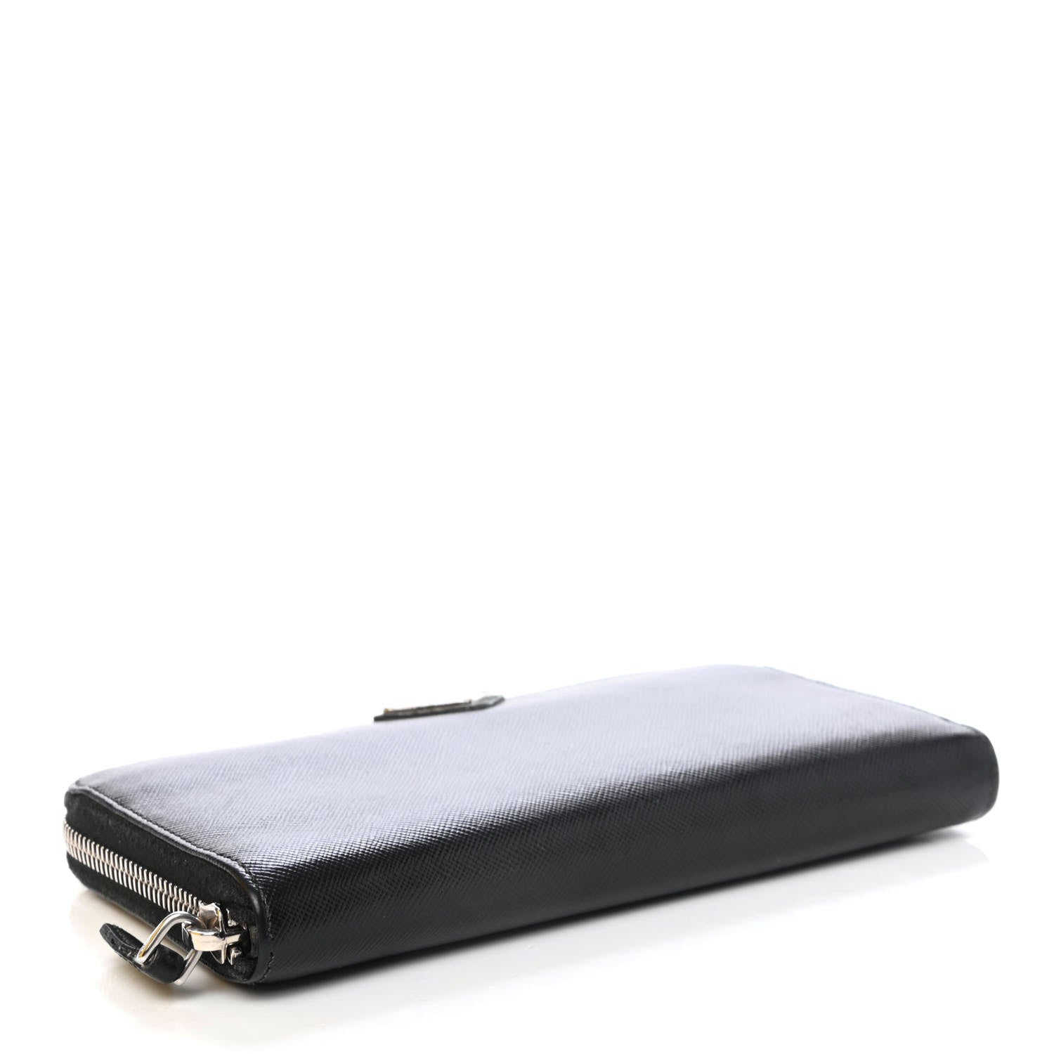Prada Saffiano Triangle Zip Around Wallet Black 3 of 4