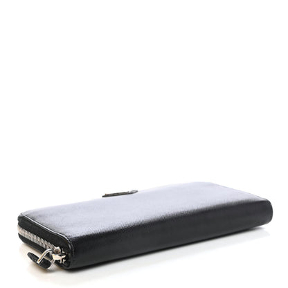 Prada Saffiano Triangle Zip Around Wallet Black 3 of 4