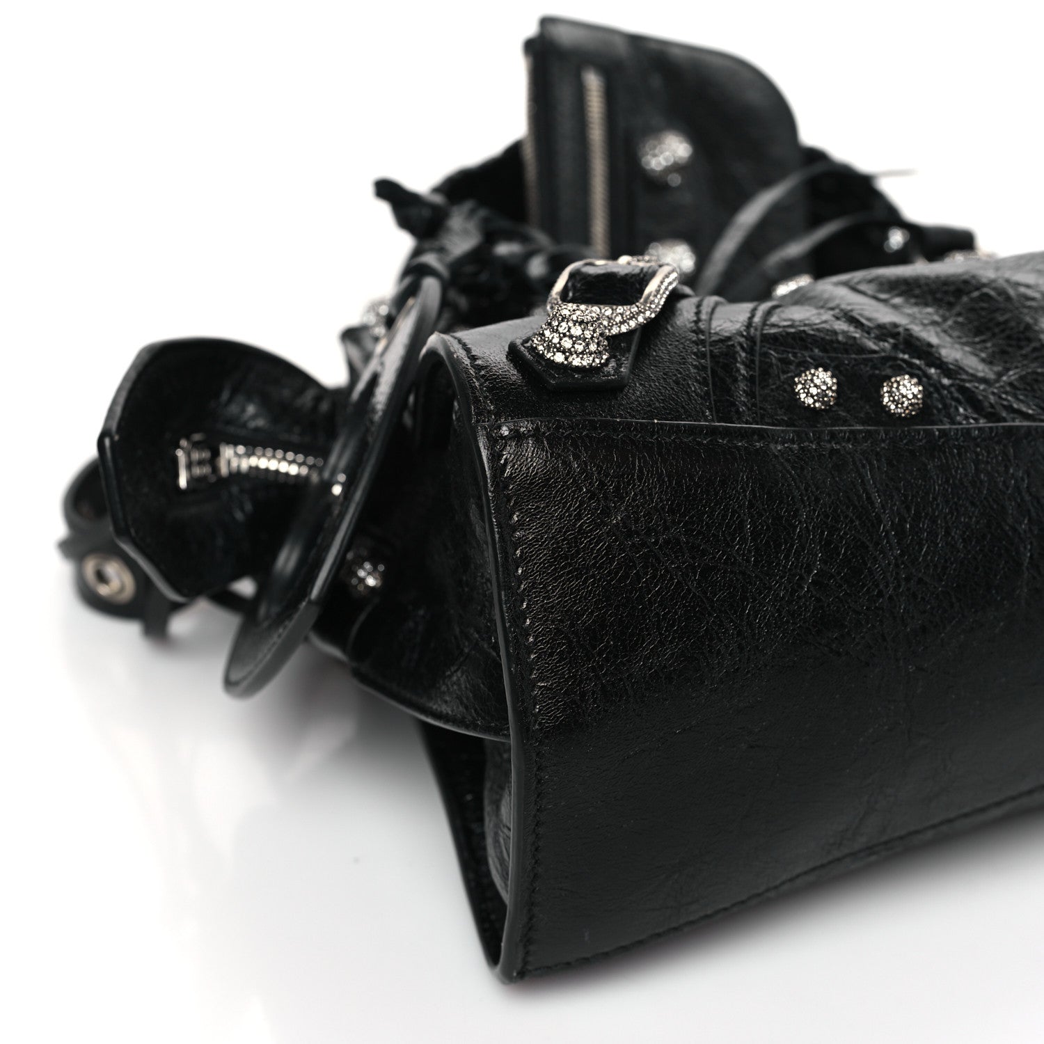 Balenciaga Agneau Arena Crystal Neo Cagole Handbag XS Black 8 of 9