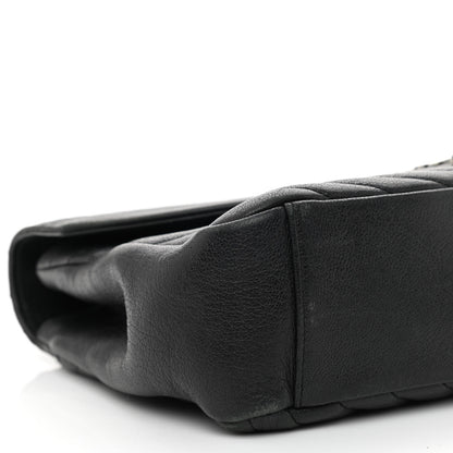 Saint Laurent Sheepskin Matelasse Chevron Monogram Large College Satchel Black 8 of 9