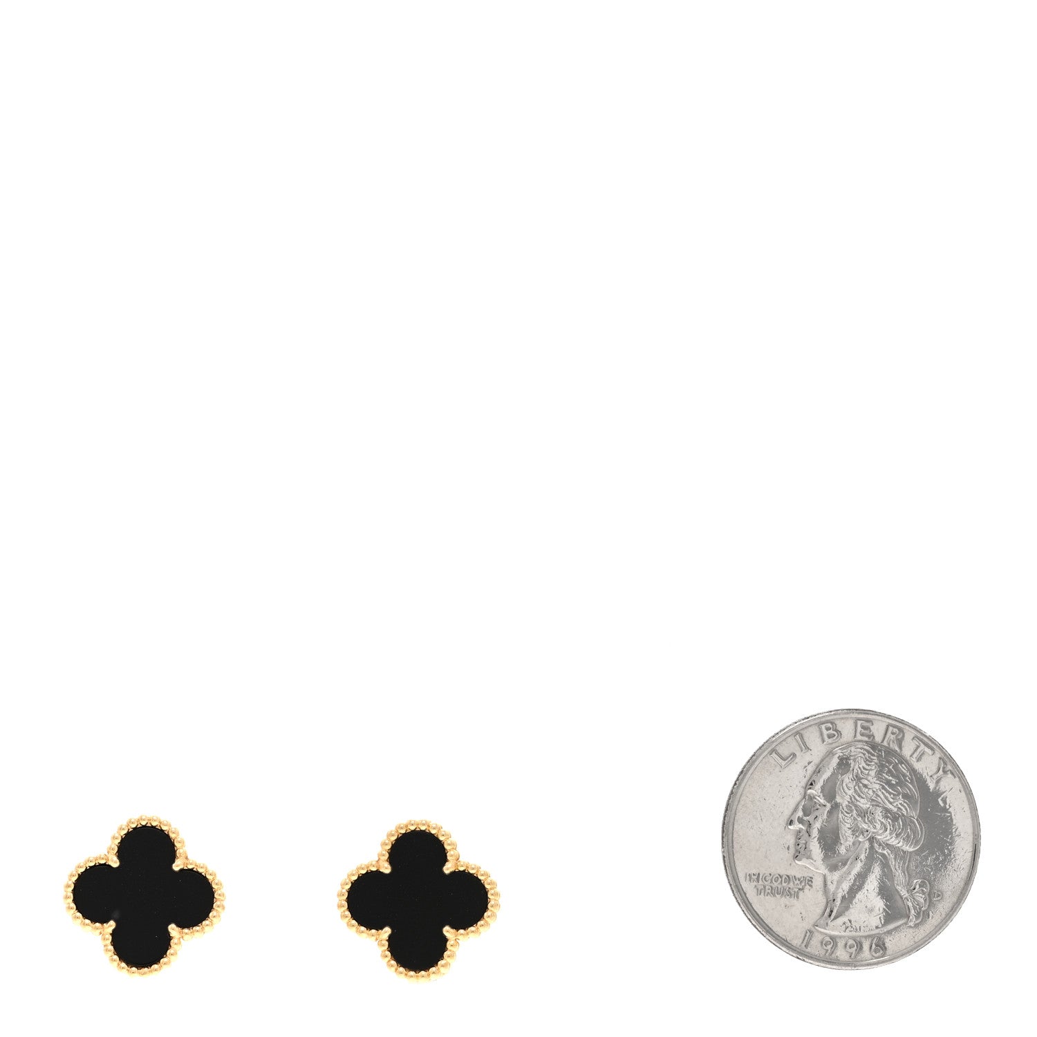 Van Cleef & Arpels 18K Yellow Gold Black Onyx Vintage Alhambra Earrings 2 of 5