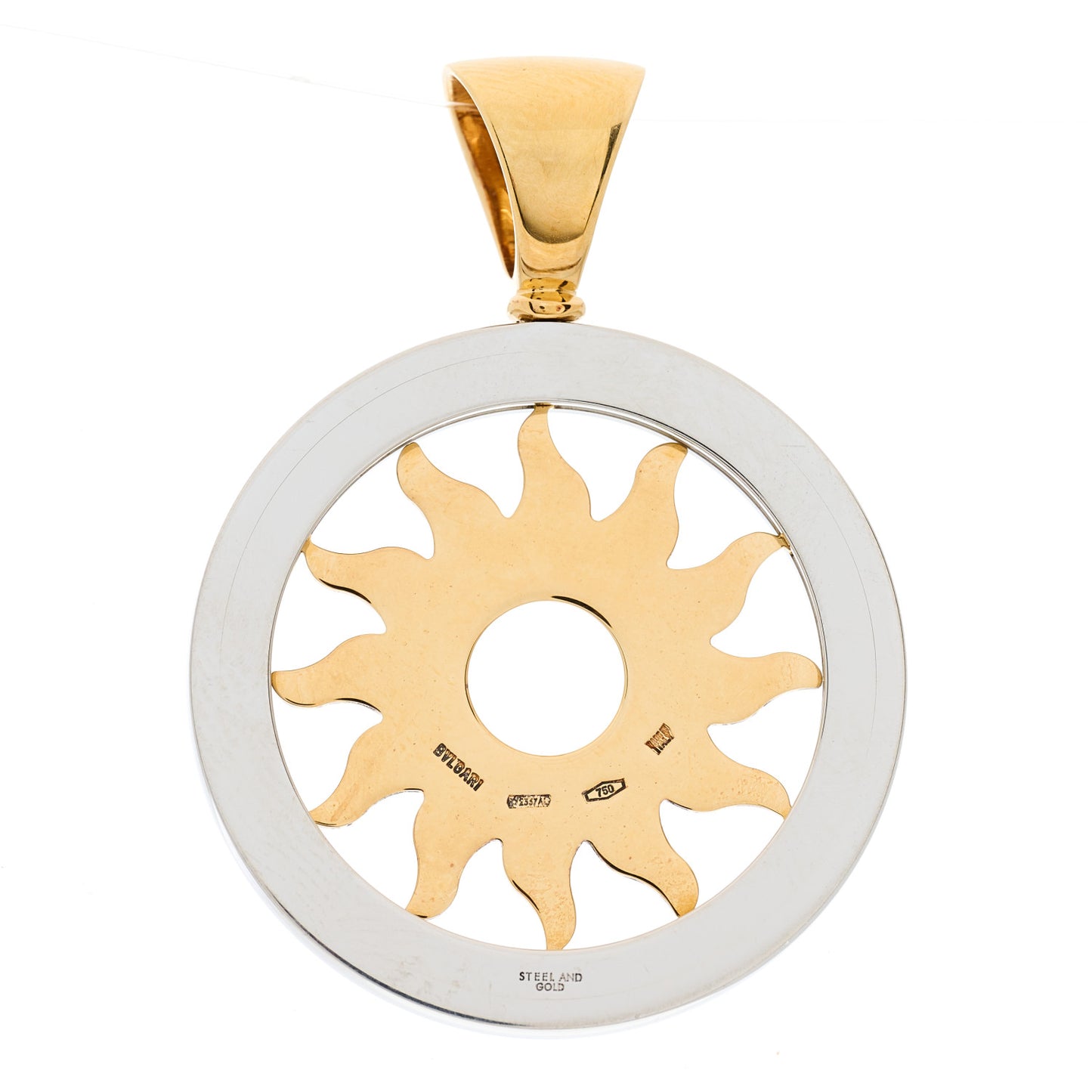 18K Yellow Gold Stainless Steel Tondo Sun Pendant