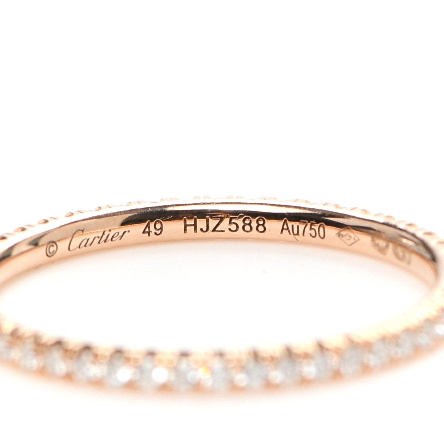 18K Pink Gold Diamond 1.5mm Étincelle de Cartier Wedding Band Ring 49 4.75