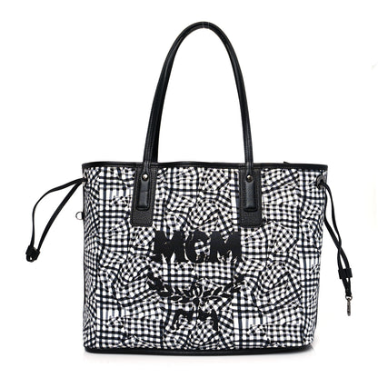 MCM Visetos Medium Reversible Shopping Tote Black 12 of 17