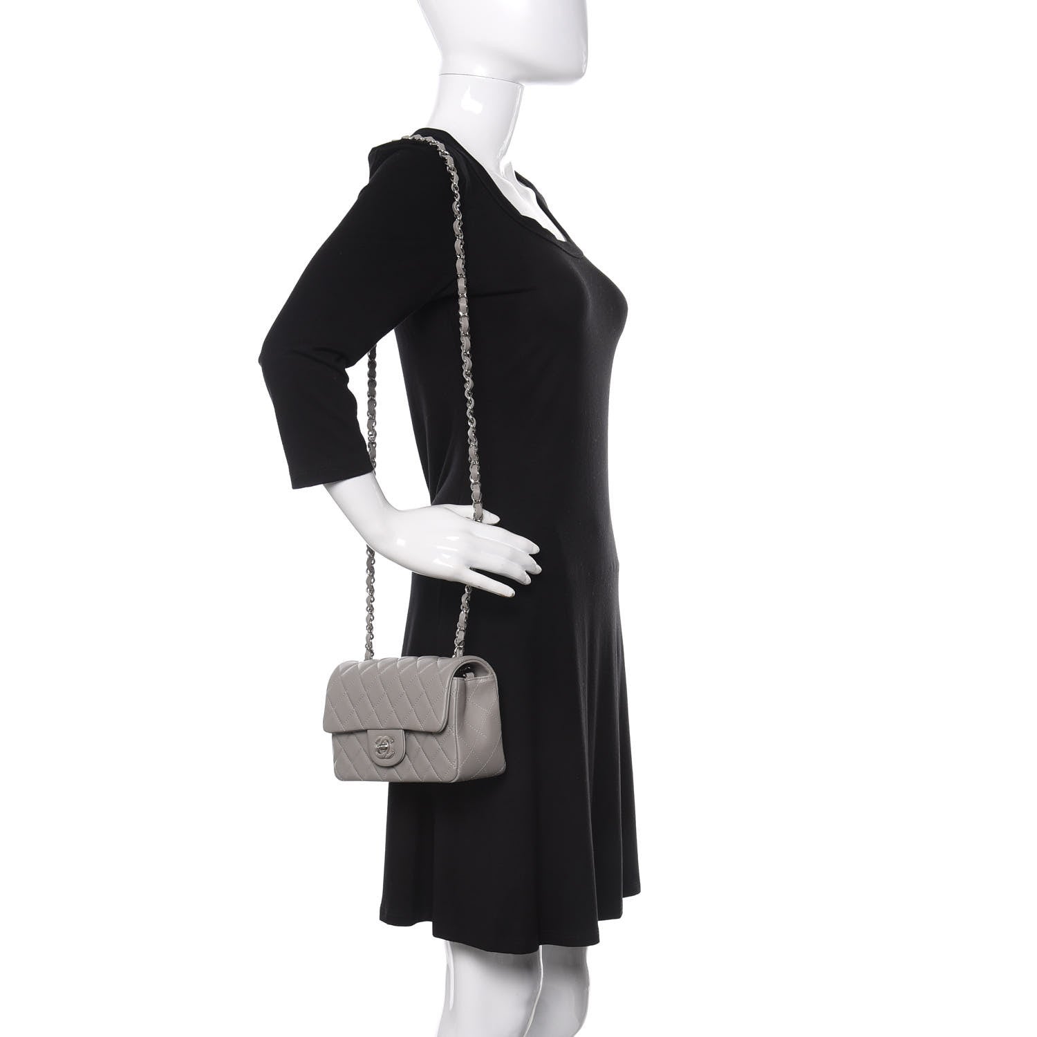 Chanel Lambskin Quilted Mini Rectangular Flap Grey 2 of 10