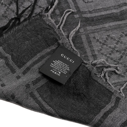 Gucci Wool Silk GG Monogram Diamante Plaid Surviee Shawl Graphite Black 3 of 4