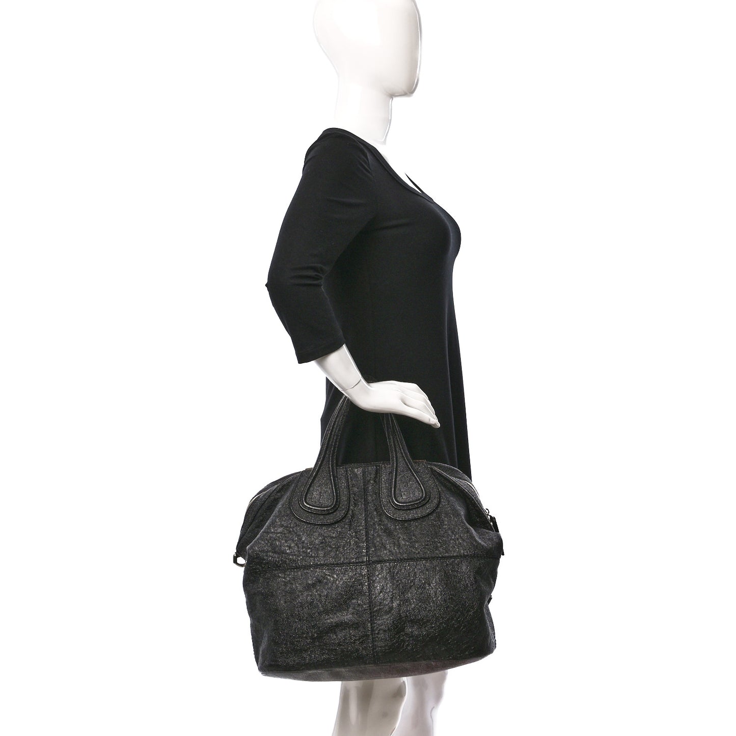 Glazed Pebbled Calfskin Medium Nightingale Black