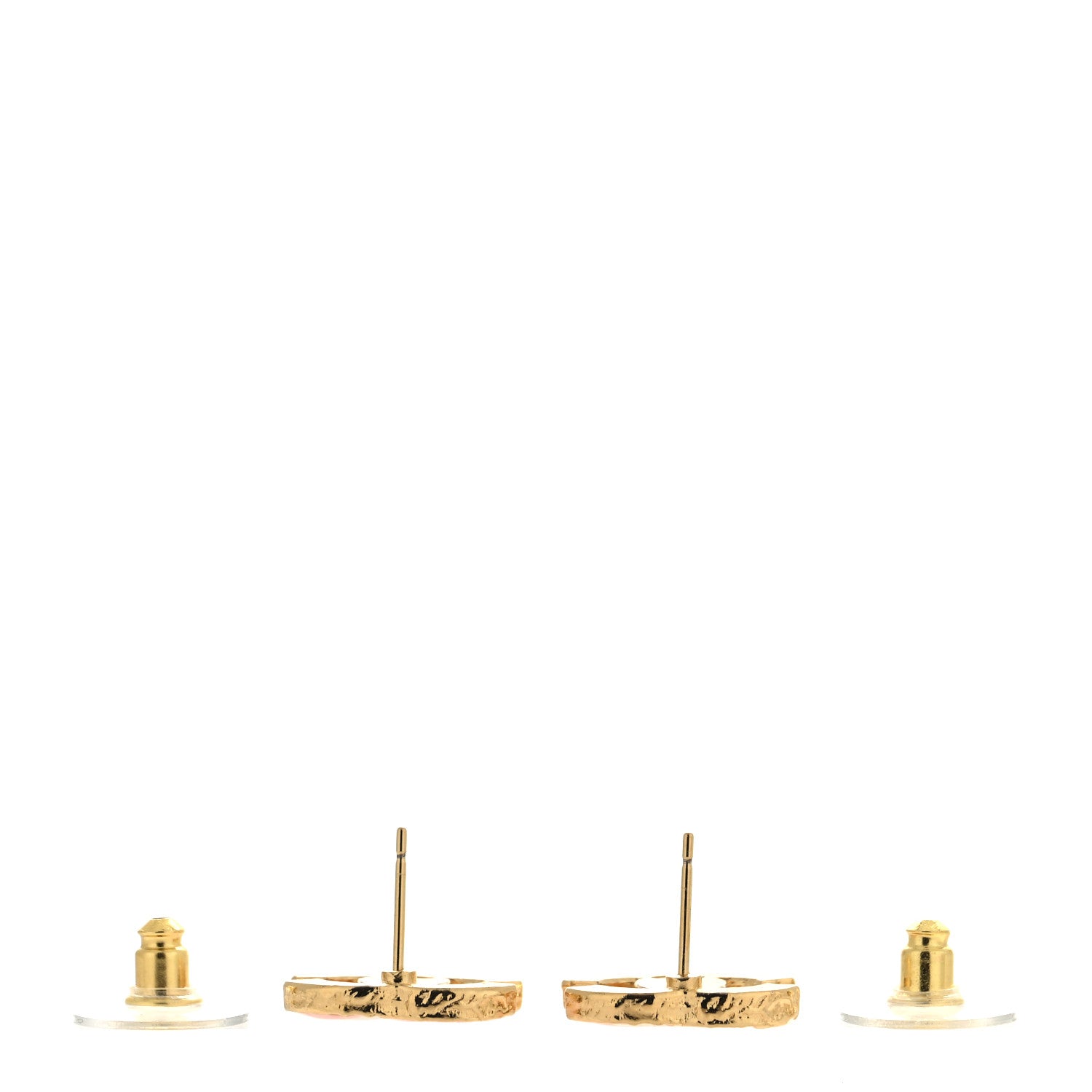 Chanel Metal Enamel CC Earrings Pink Gold 3 of 4
