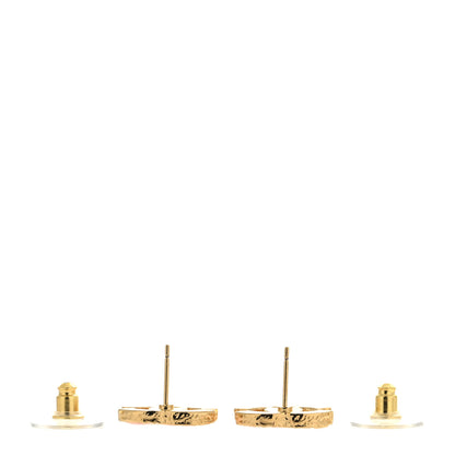 Chanel Metal Enamel CC Earrings Pink Gold 3 of 4