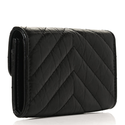Chanel Aged Calfskin Chevron Quilted Reissue Flap Card Holder So Black 3 of 12