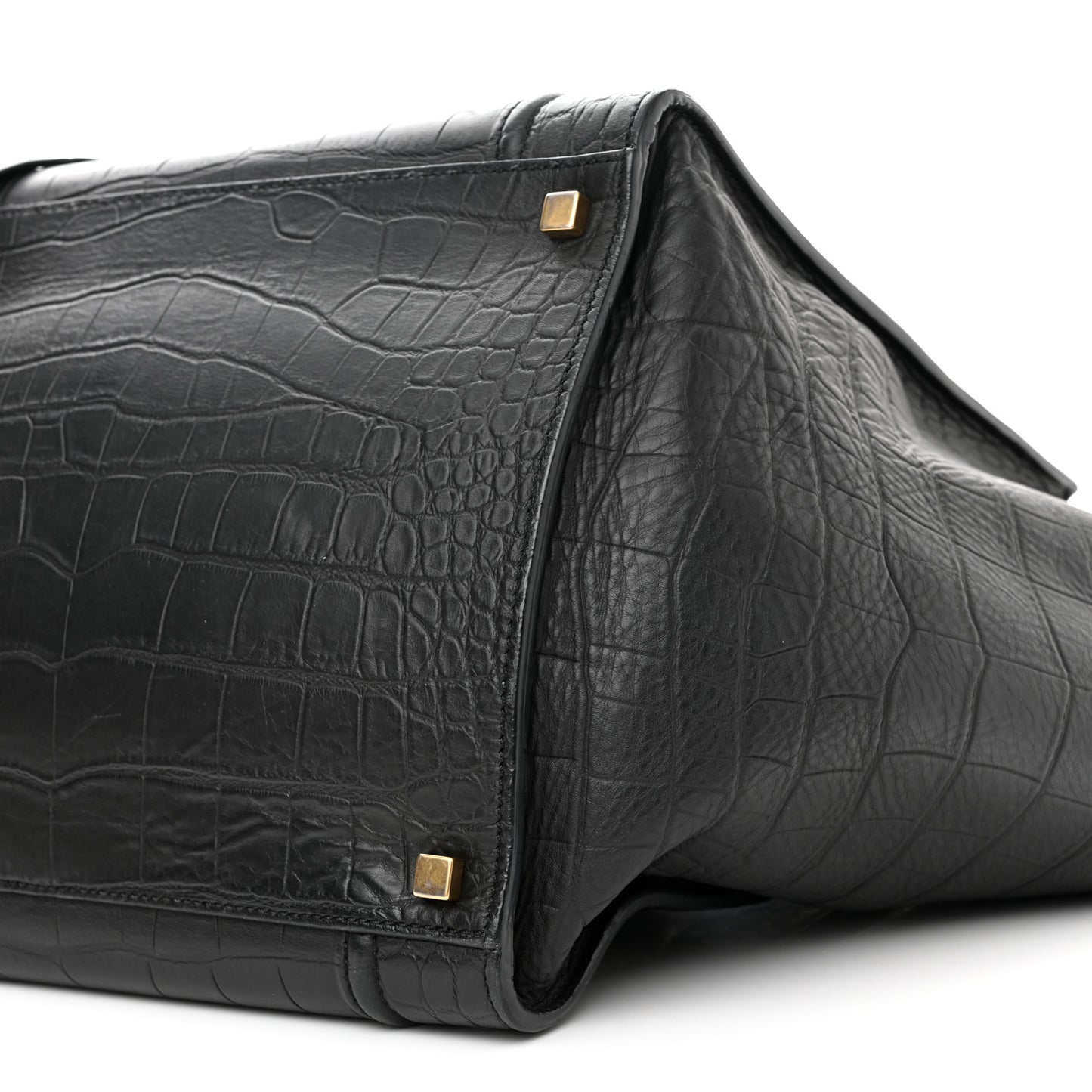 Calfskin Crocodile Embossed Medium Phantom Luggage Black