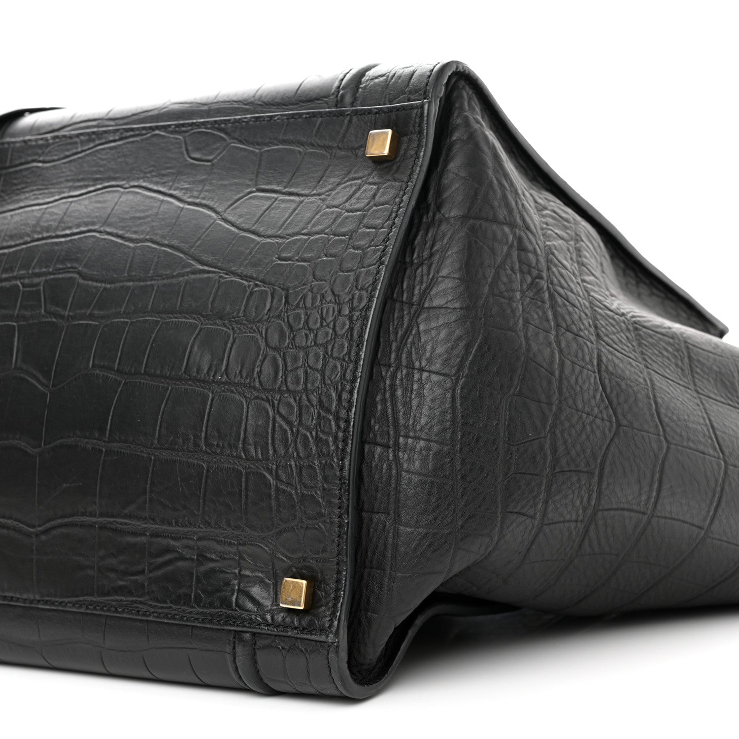 Celine Calfskin Crocodile Embossed Medium Phantom Luggage Black 9 of 17