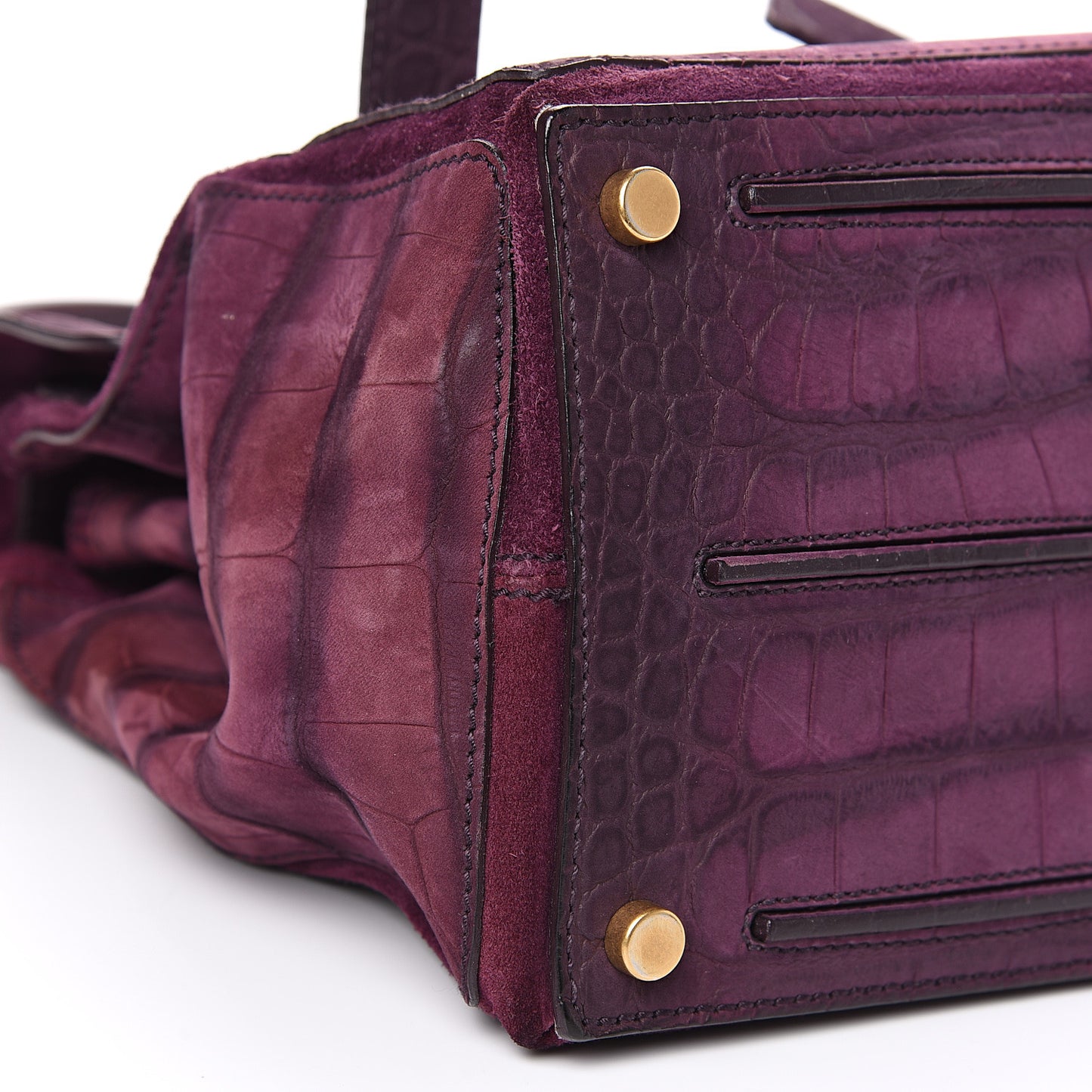 Crocodile Embossed Nubuck Calfskin Medium Muse Two Purple