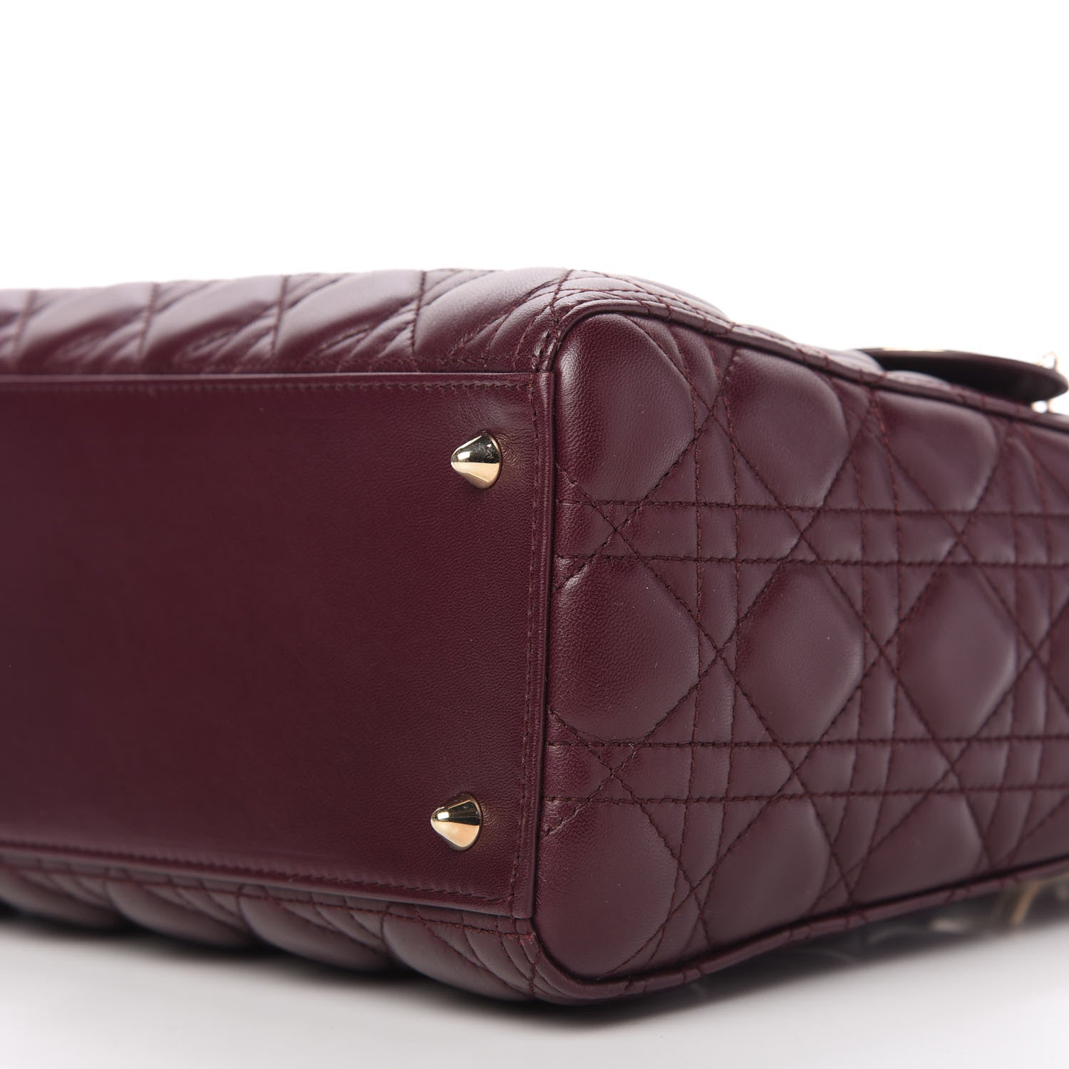 Christian Dior Lambskin Cannage Medium Lady Dior Burgundy 7 of 10