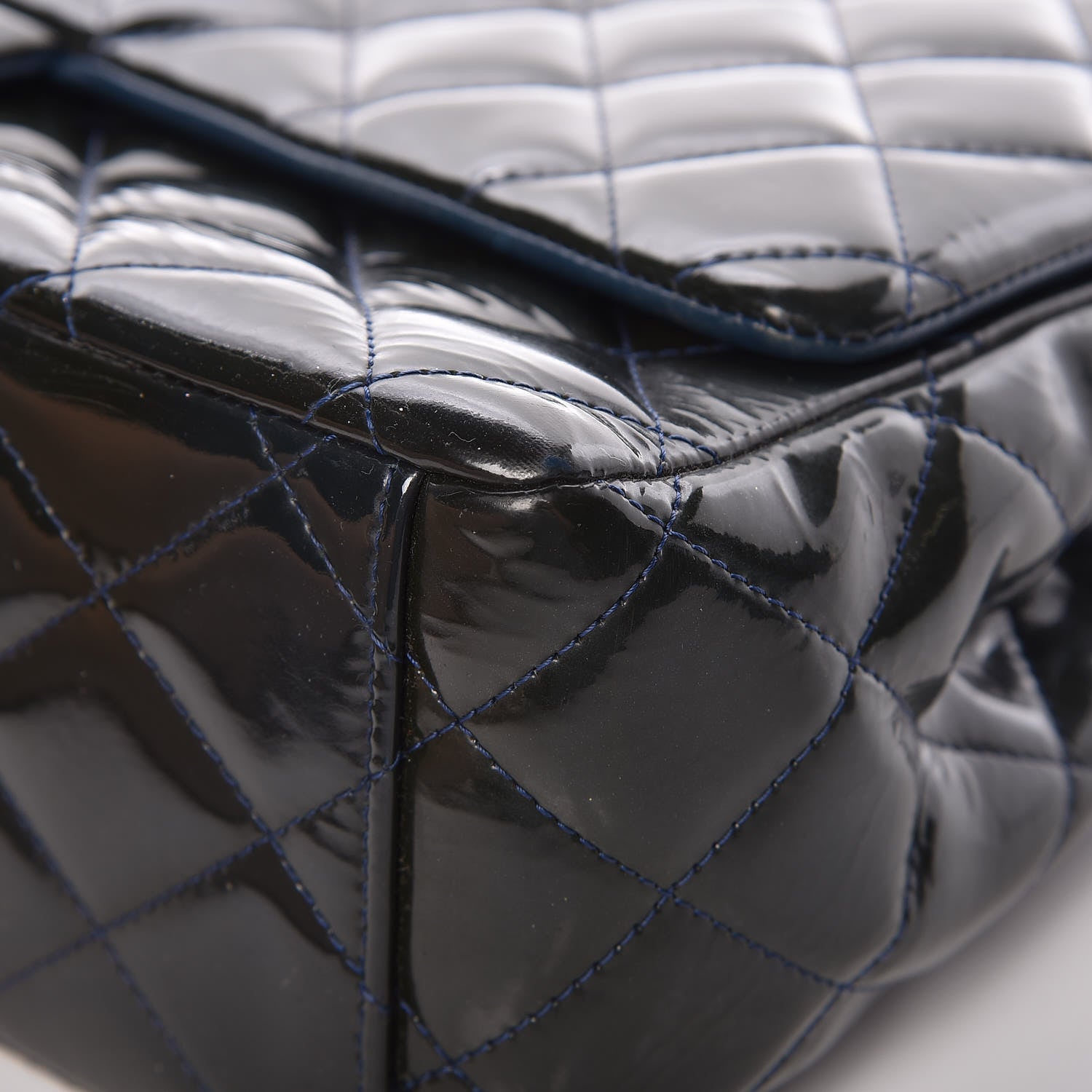 Chanel Patent Quilted Maxi Double Flap Navy Blue 22 of 23