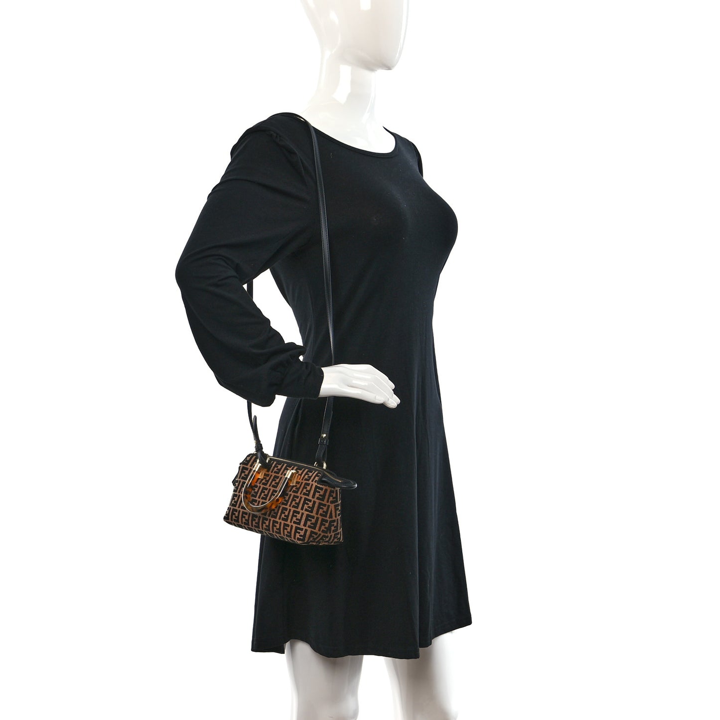Raffia Chenille Vitello King Plexiglass Micro FF Mini By The Way Top Handle Boston Bag Naturale Black