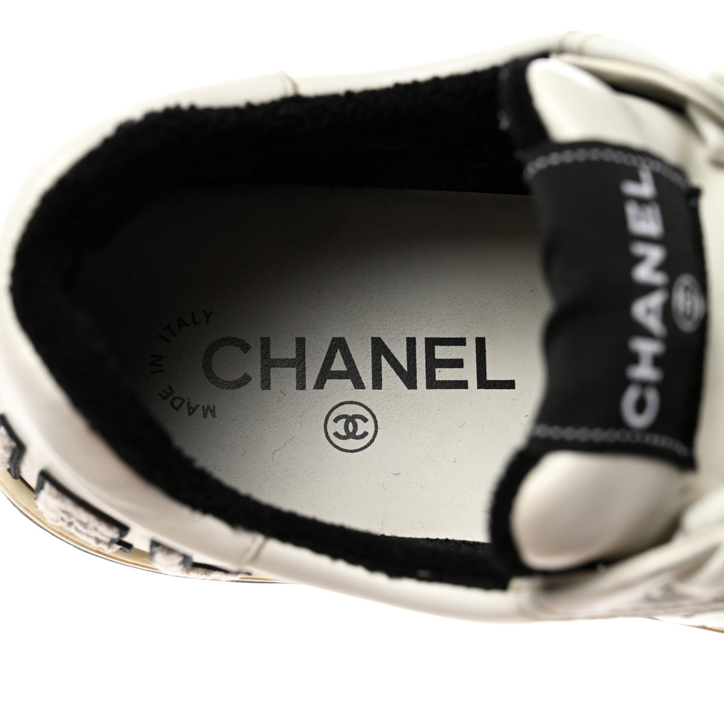 Calfskin Womens Logo Sneakers 39.5 White Black