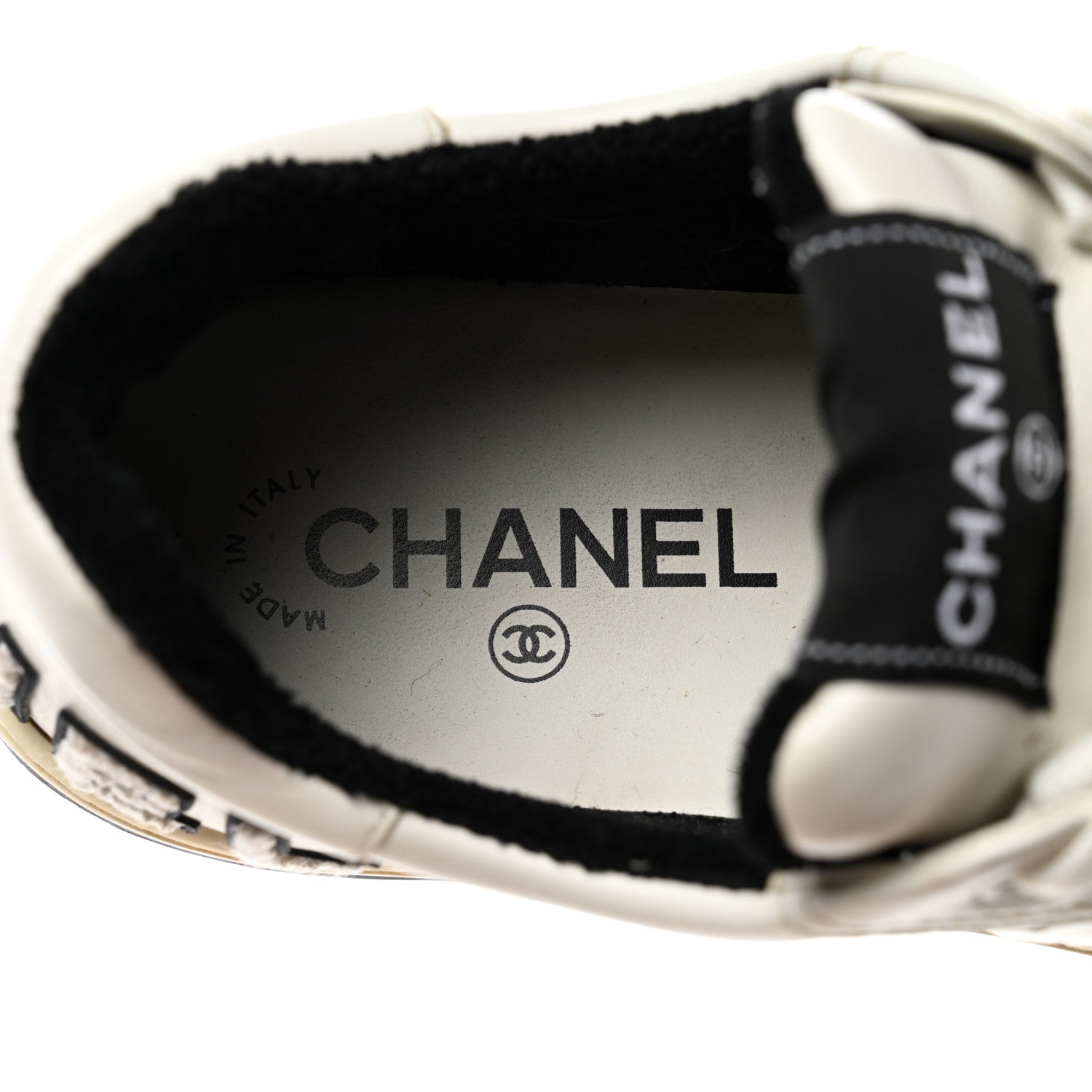 Chanel Calfskin Womens Logo Sneakers 39.5 White Black 7 of 10