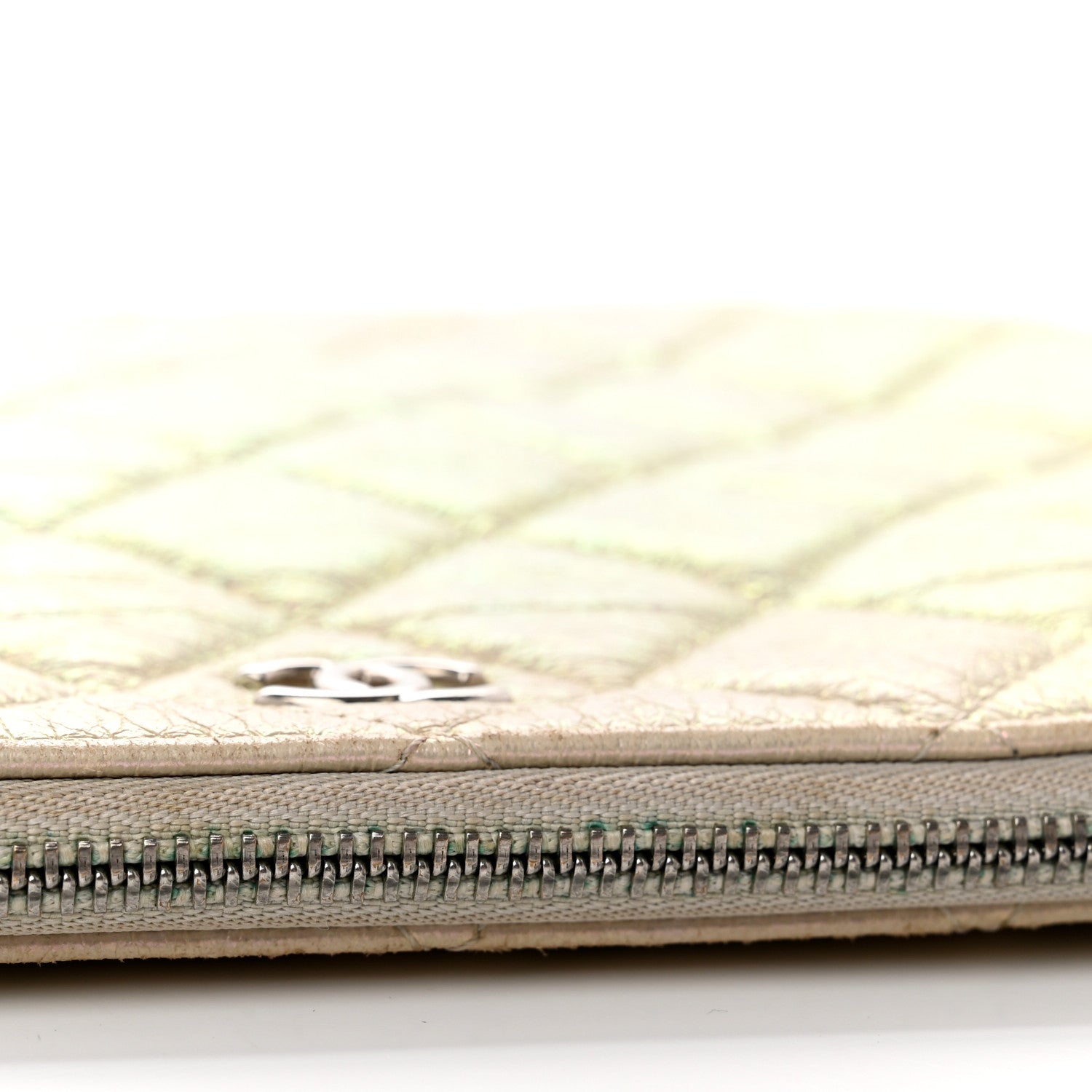 Chanel Iridescent Lambskin Quilted Medium Cosmetic Case Ivory 13 of 13