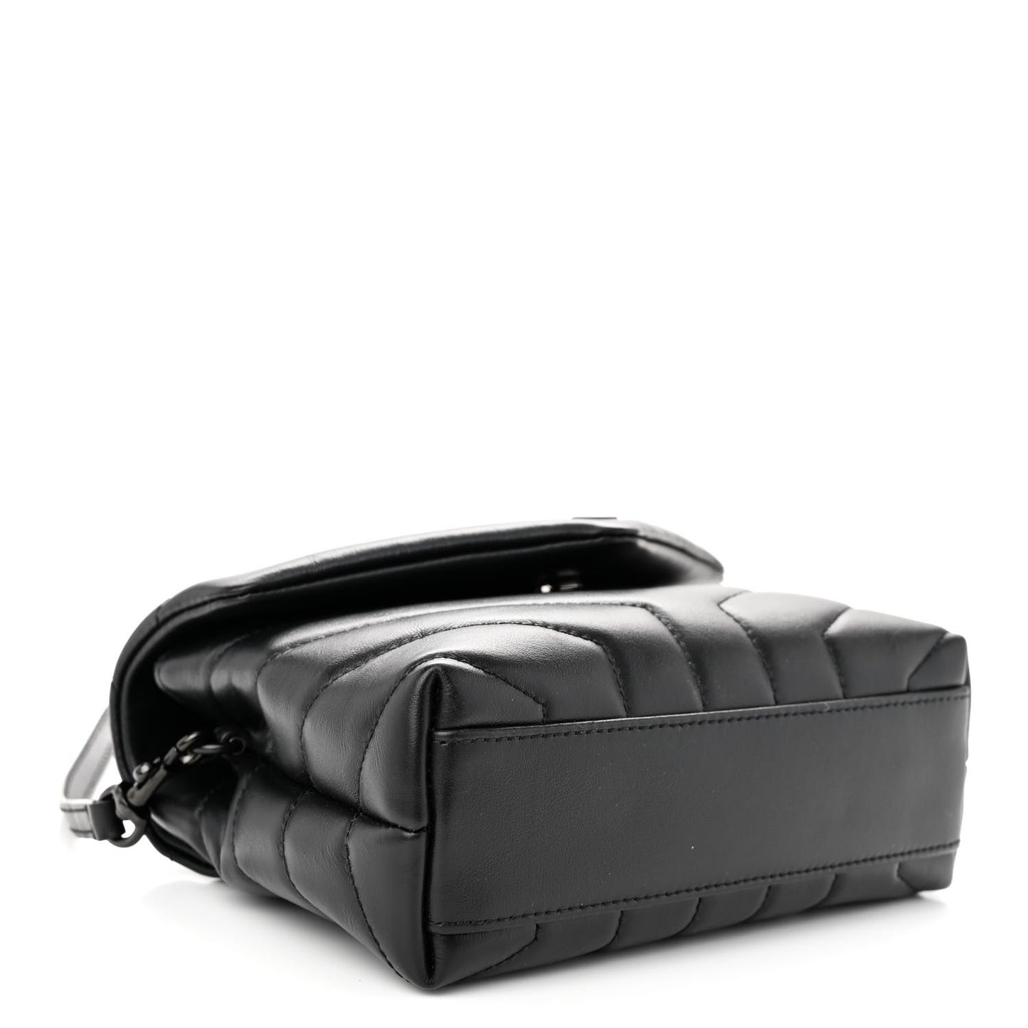 Calfskin Y Quilted Monogram Monochrome Toy Loulou Crossbody Bag Black
