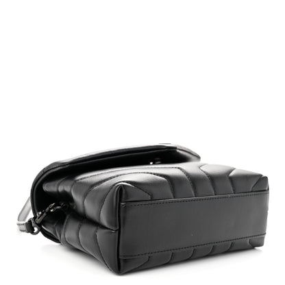 Saint Laurent Calfskin Y Quilted Monogram Monochrome Toy Loulou Crossbody Bag Black 4 of 10