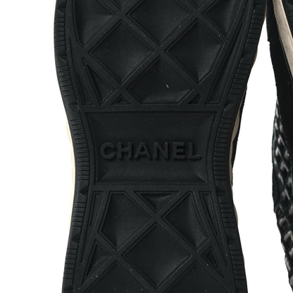 Chanel Suede Calfskin Embroidered CC Sneakers 36 Beige Black 6 of 8
