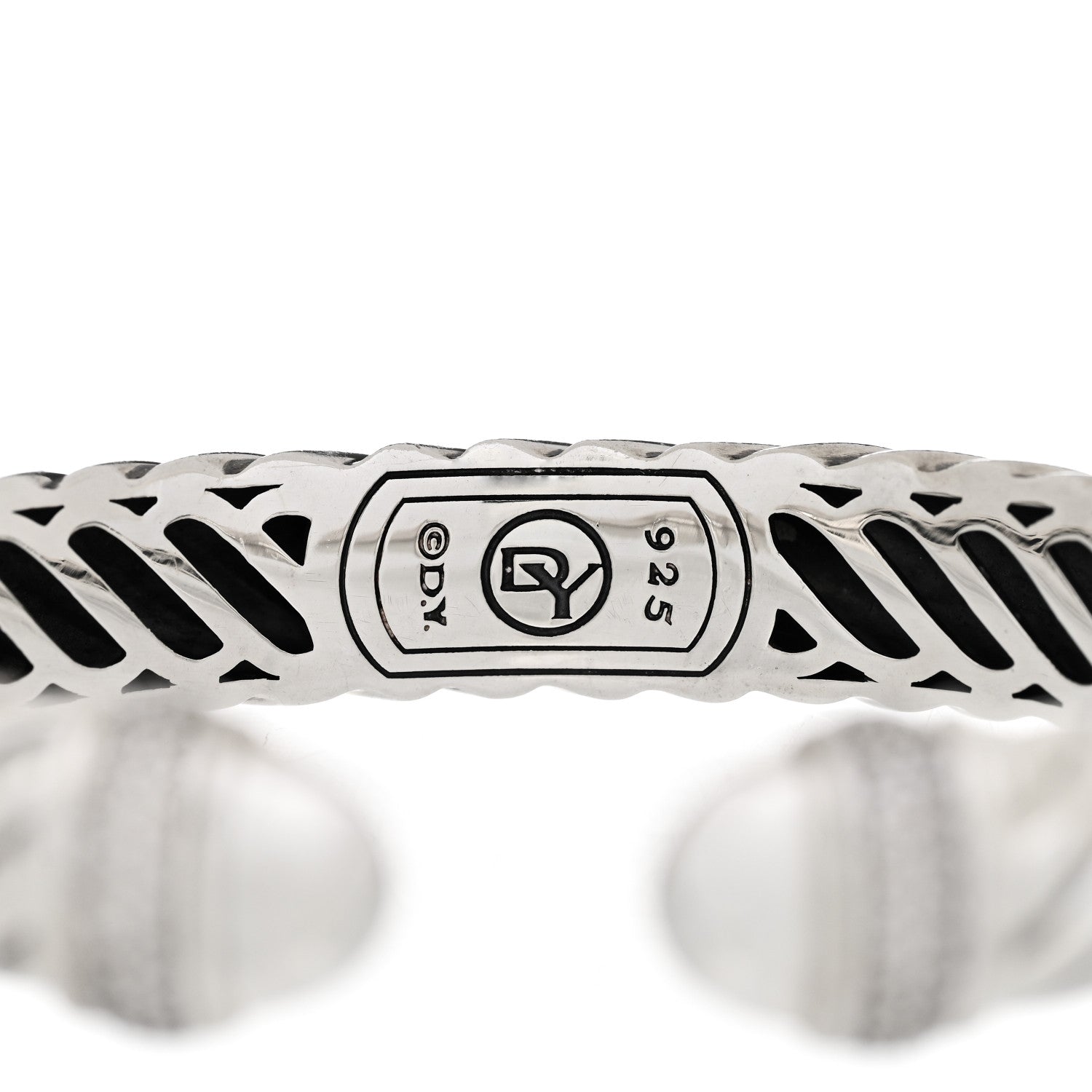 David Yurman Sterling Silver Diamond 10mm Sculpted Cable Bracelet 3 of 4
