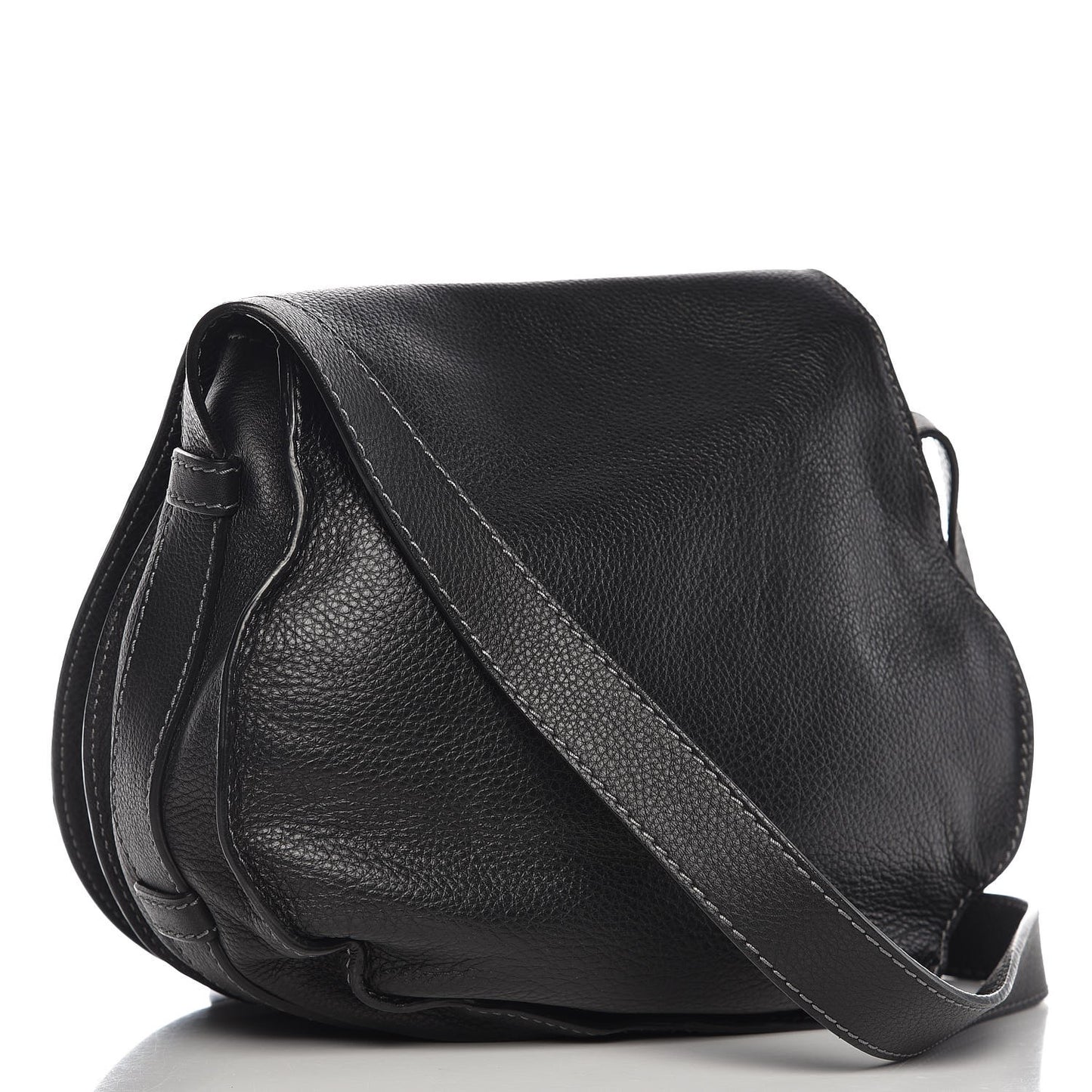 Calfskin Medium Marcie Round Crossbody Bag Black