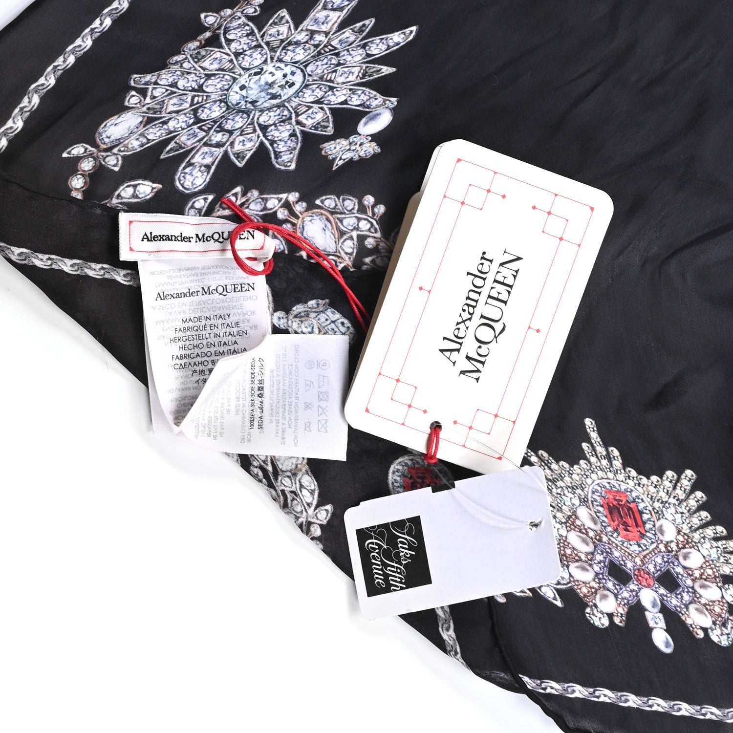 Alexander McQueen Silk Treasure Skeleton Scarf Black 2 of 4