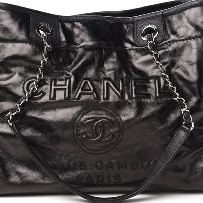 Chanel Glazed Calfskin Small Deauville Tote Black 10 of 10