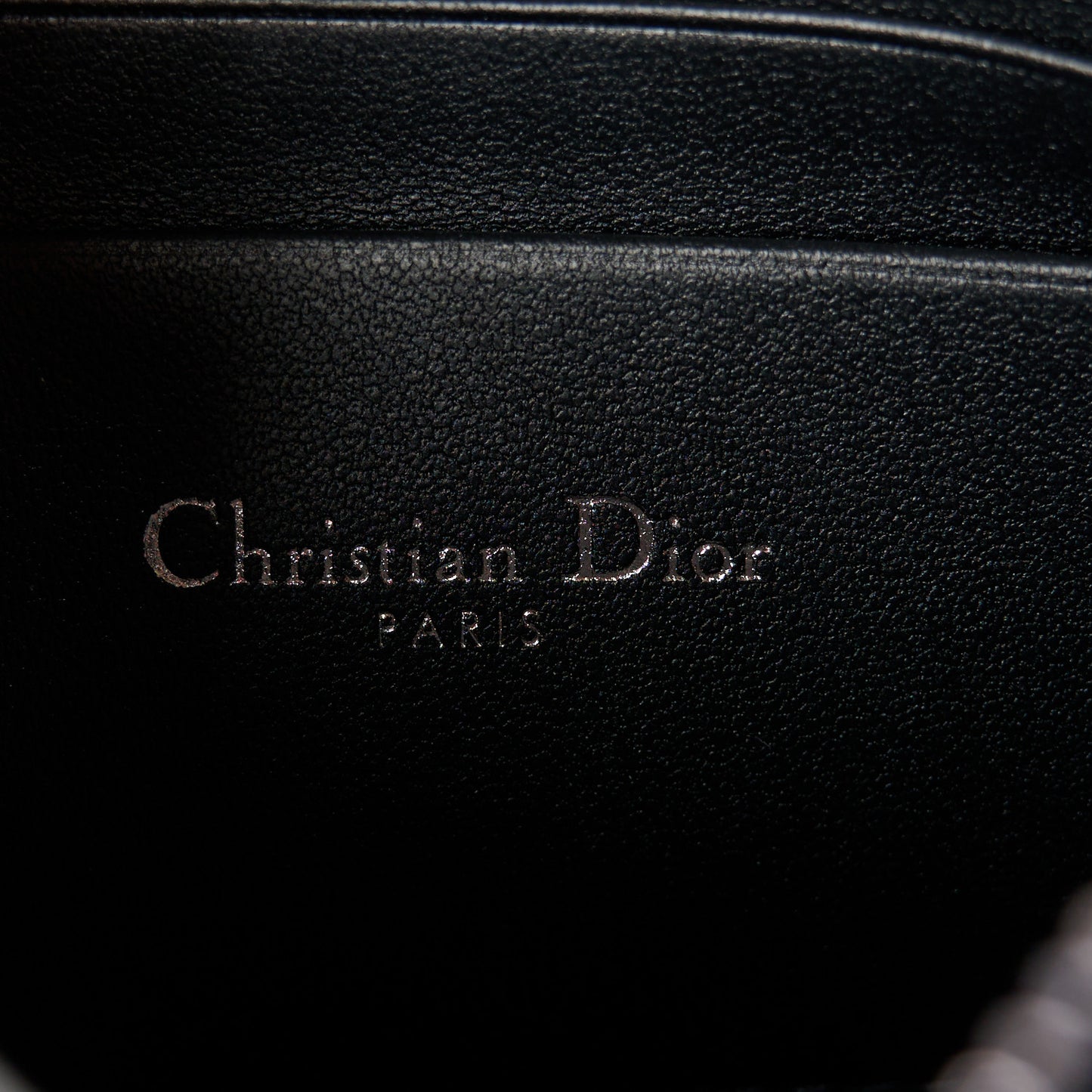 Calfskin Macrocannage Diamond Caro Zipped Pouch With Chain Black