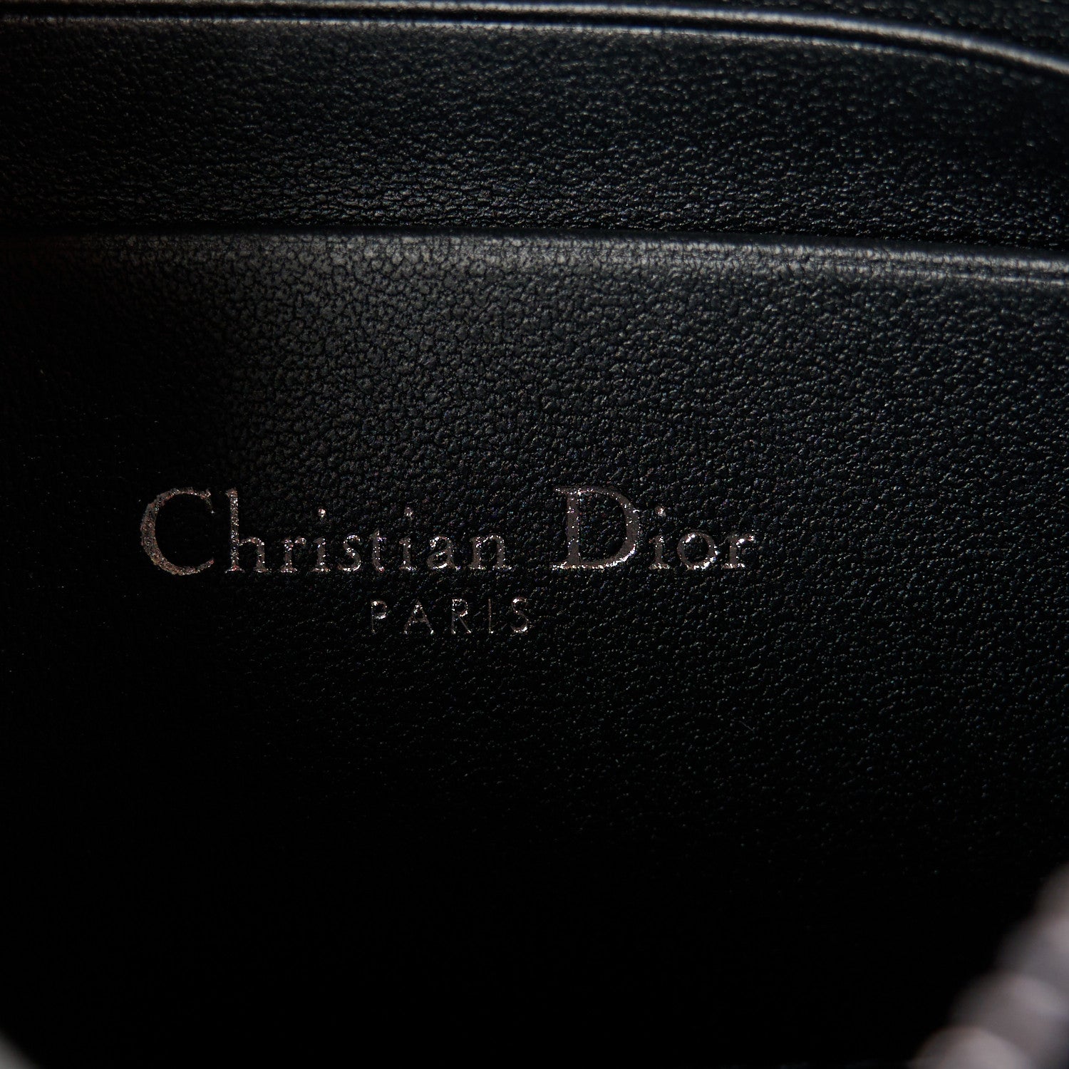 Christian Dior Calfskin Macrocannage Diamond Caro Zipped Pouch With Chain Black 6 of 10