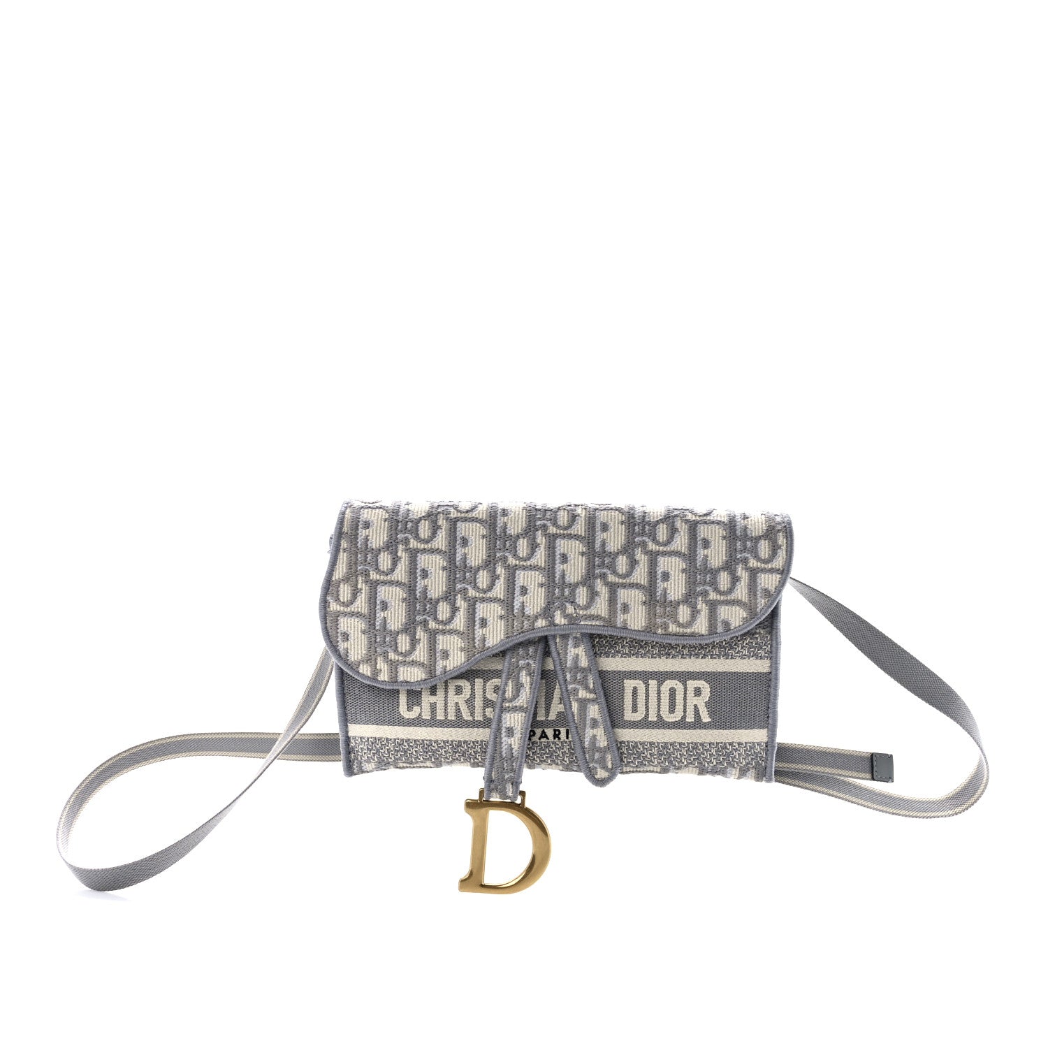 Christian Dior Oblique Slim Saddle Pouch Grey 1 of 11
