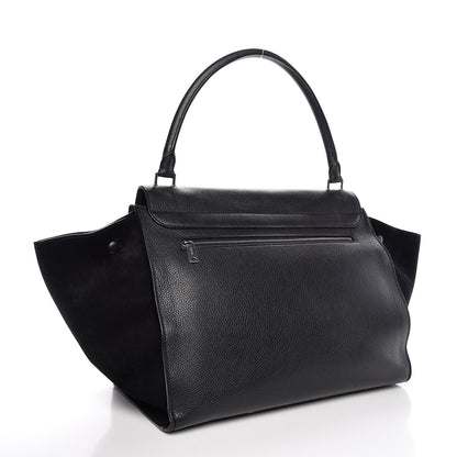 Celine Drummed Calfskin Suede Large Trapeze Black 3 of 8