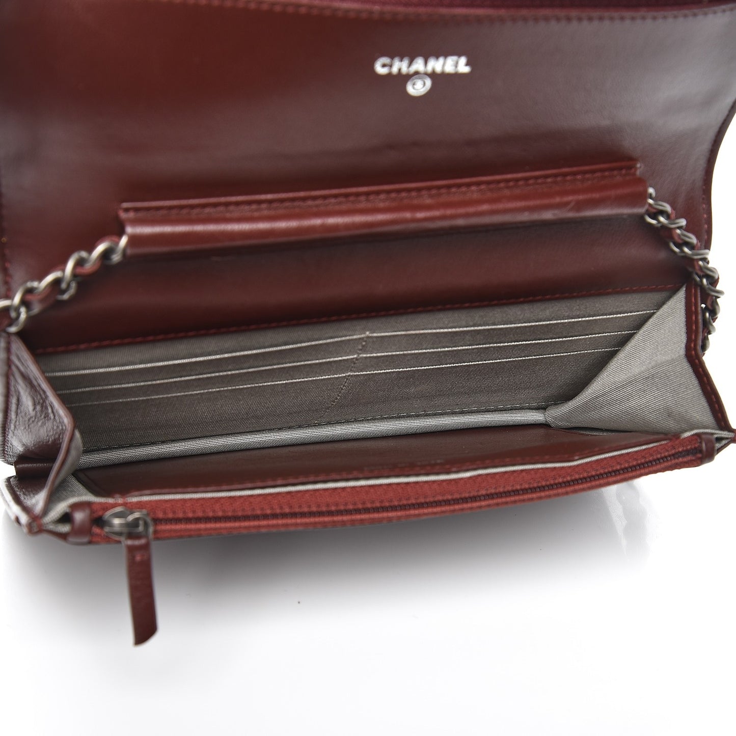 Lambskin Quilted Boy Wallet On Chain WOC Burgundy