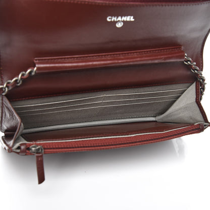 Chanel Lambskin Quilted Boy Wallet On Chain WOC Burgundy 5 of 9
