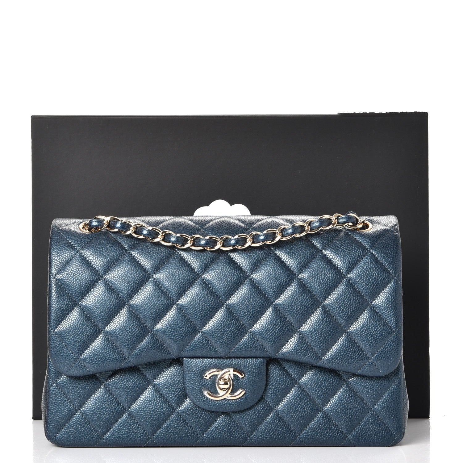 Chanel Iridescent Caviar Quilted Jumbo Double Flap Blue 9 of 9