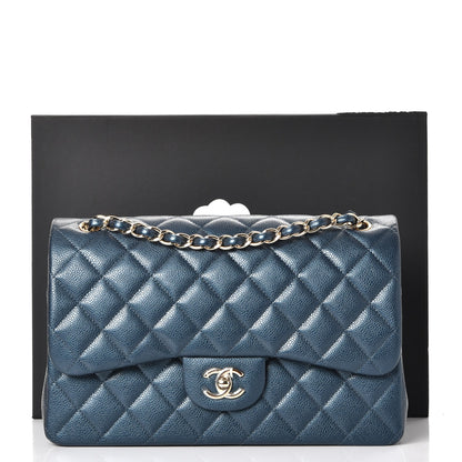 Chanel Iridescent Caviar Quilted Jumbo Double Flap Blue 9 of 9