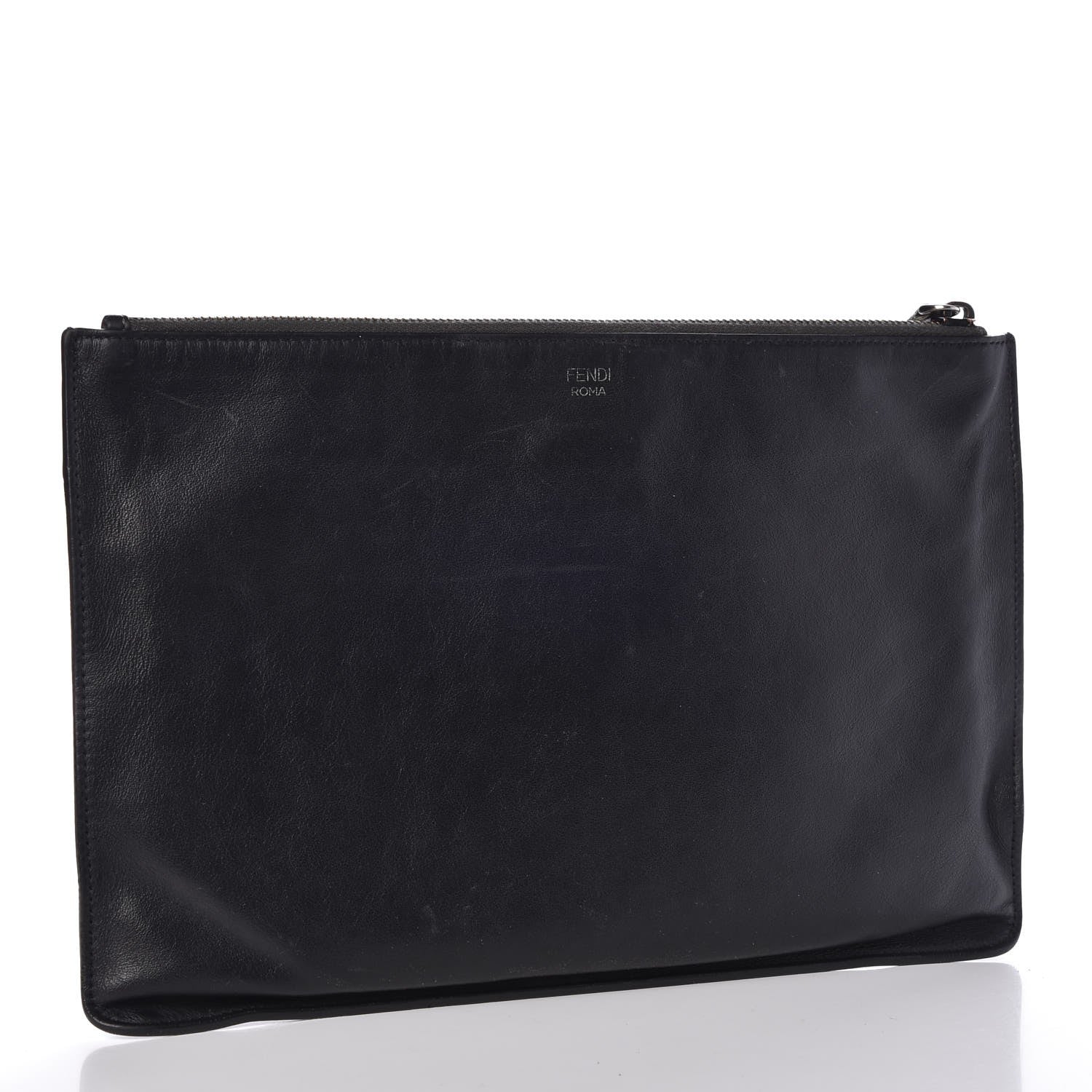 Fendi Vitello Century Elite Monster Eyes Pouch Black Graphite 4 of 10