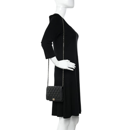 Chanel Caviar Quilted Boy Wallet On Chain WOC Black 2 of 12