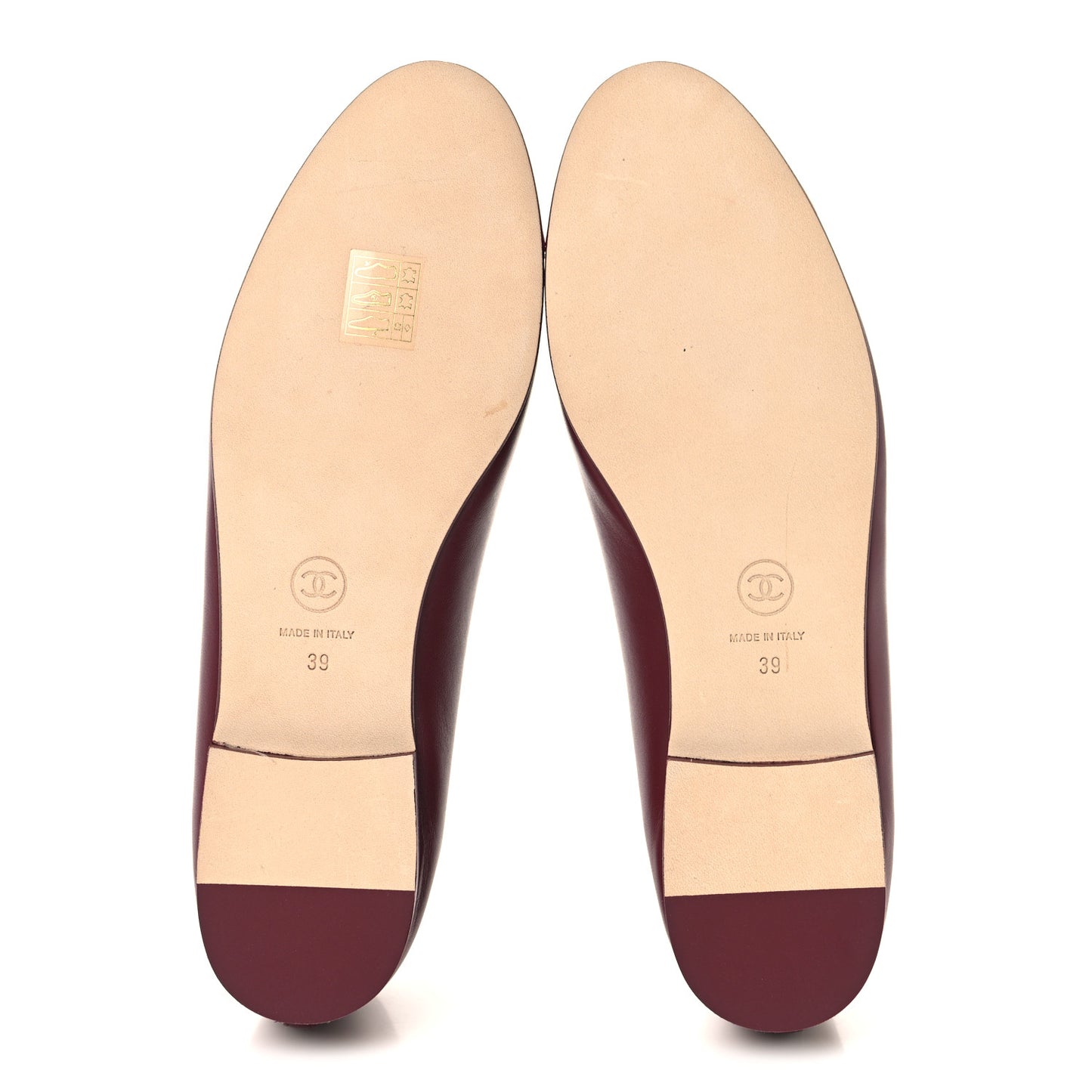 Lambskin Cap Toe CC Ballerina Flats 39 Burgundy Pink