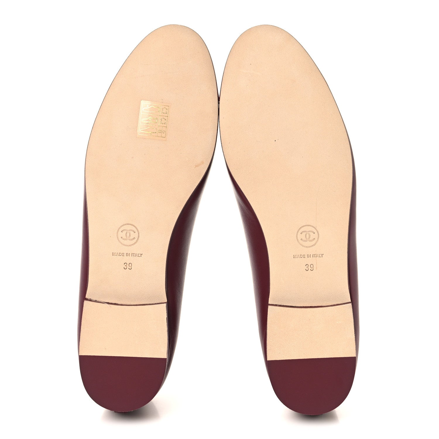 Chanel Lambskin Cap Toe CC Ballerina Flats 39 Burgundy Pink 6 of 10